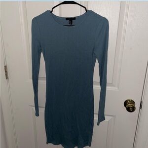 Blue long sleeved bodycon dress